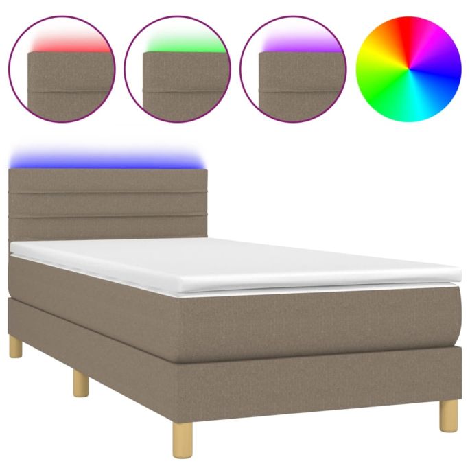 Boxspring met matras en LED stof taupe 80x200 cm