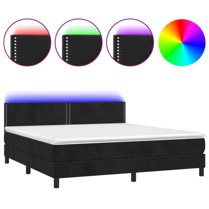 Boxspring met matras en LED fluweel zwart 160x200 cm