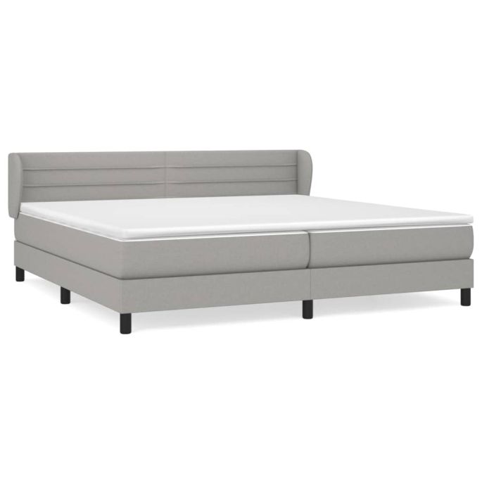 Boxspring met matras stof lichtgrijs 200x200 cm