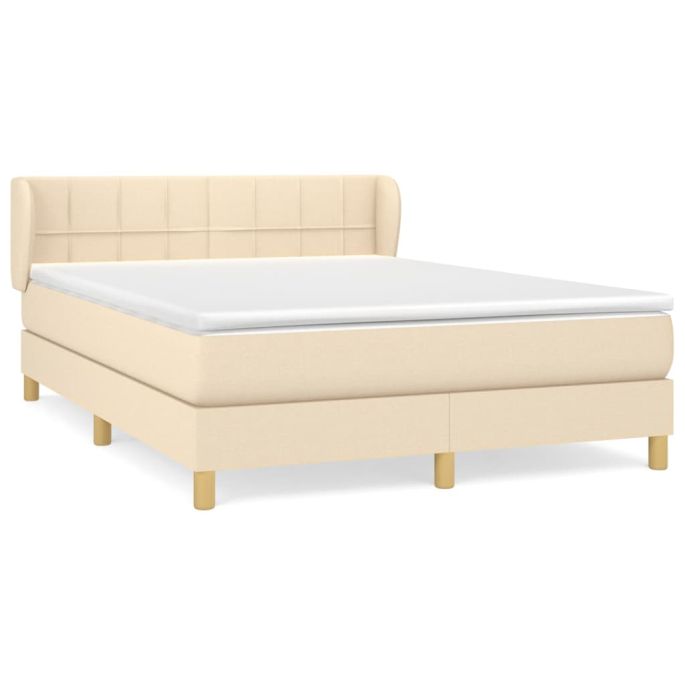 Boxspring met matras stof crèmekleurig 140x200 cm