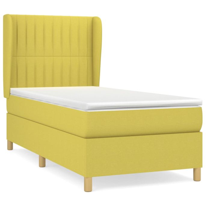 Boxspring met matras stof groen 100x200 cm