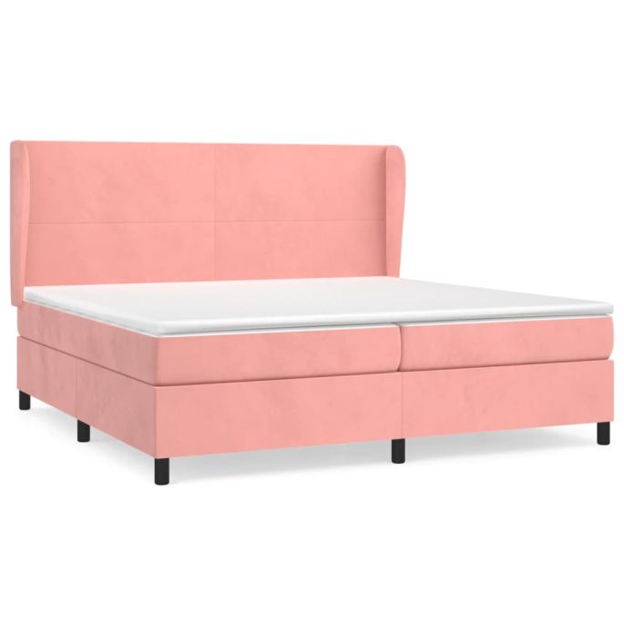 Boxspring met matras fluweel roze 200x200 cm