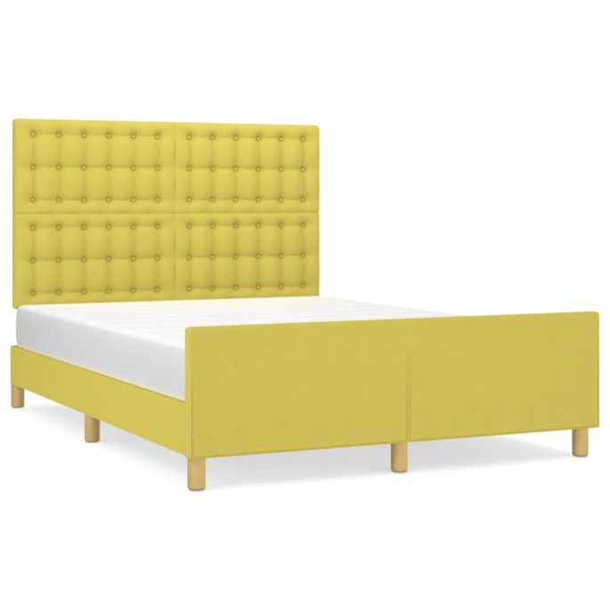 Bedframe met hoofdeinde stof groen 140x200 cm
