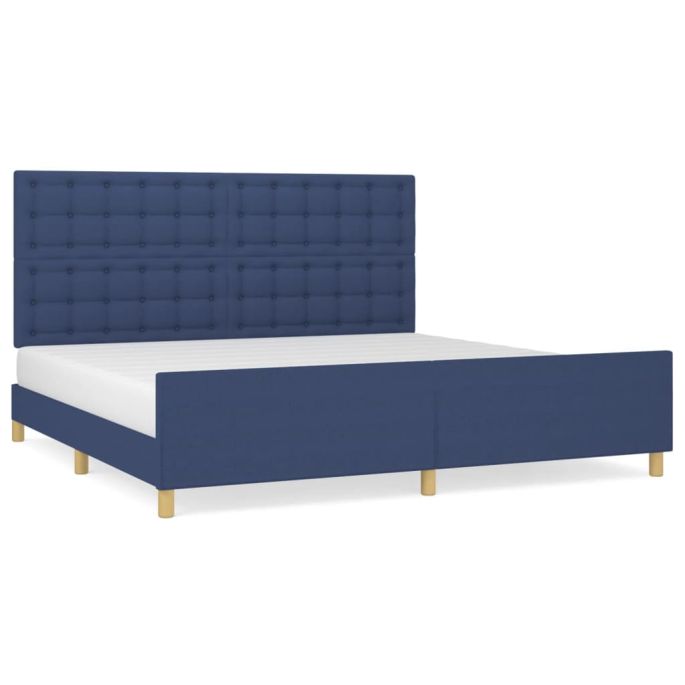 Bedframe met hoofdeinde stof blauw 200x200 cm