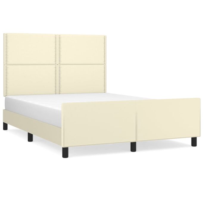 Bedframe met hoofdbord kunstleer crèmekleurig 140x200 cm