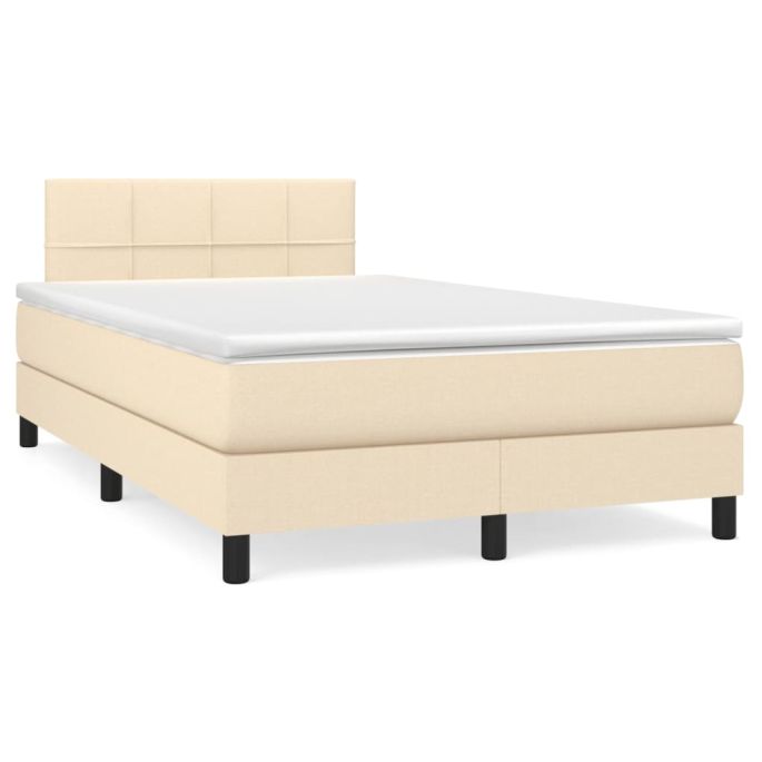 Boxspring met matras stof crèmekleurig 120x200 cm
