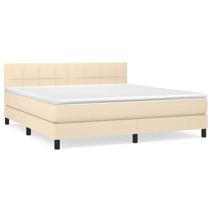 Boxspring met matras stof crèmekleurig 180x200 cm