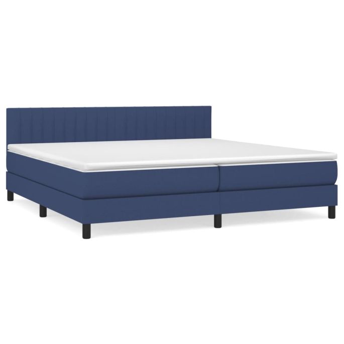Boxspring met matras stof blauw 200x200 cm
