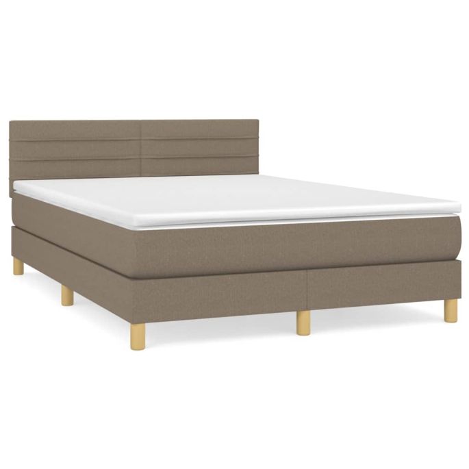 Boxspring met matras stof taupe 140x190 cm