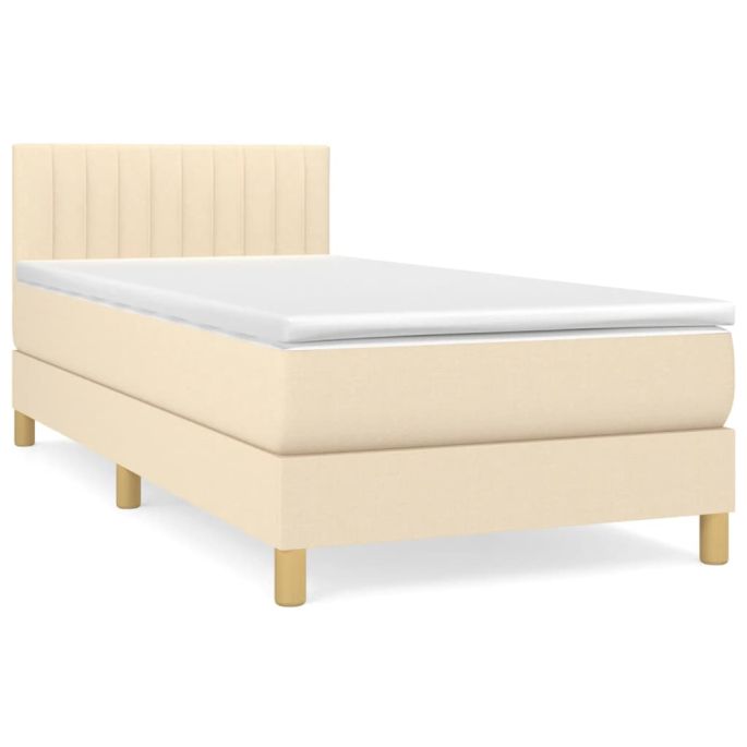 Boxspring met matras stof crèmekleurig 90x190 cm