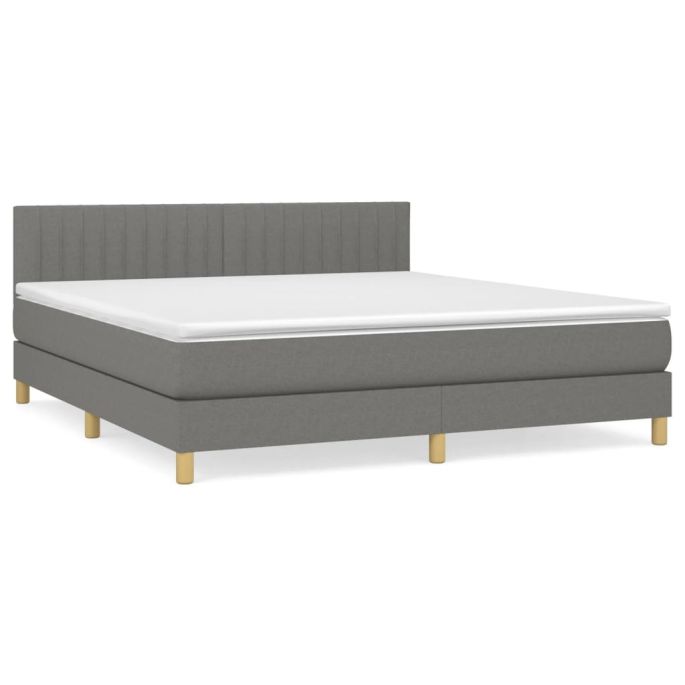 Boxspring met matras stof donkergrijs 180x200 cm