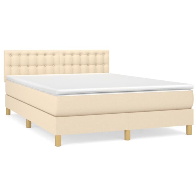 Boxspring met matras stof crèmekleurig 140x190 cm