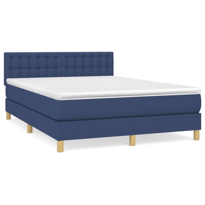 Boxspring met matras stof blauw 140x200 cm