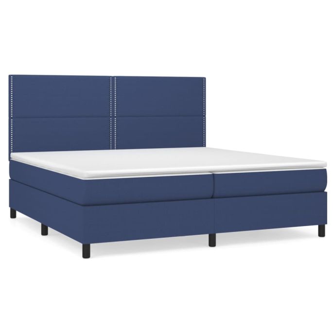 Boxspring met matras stof blauw 200x200 cm