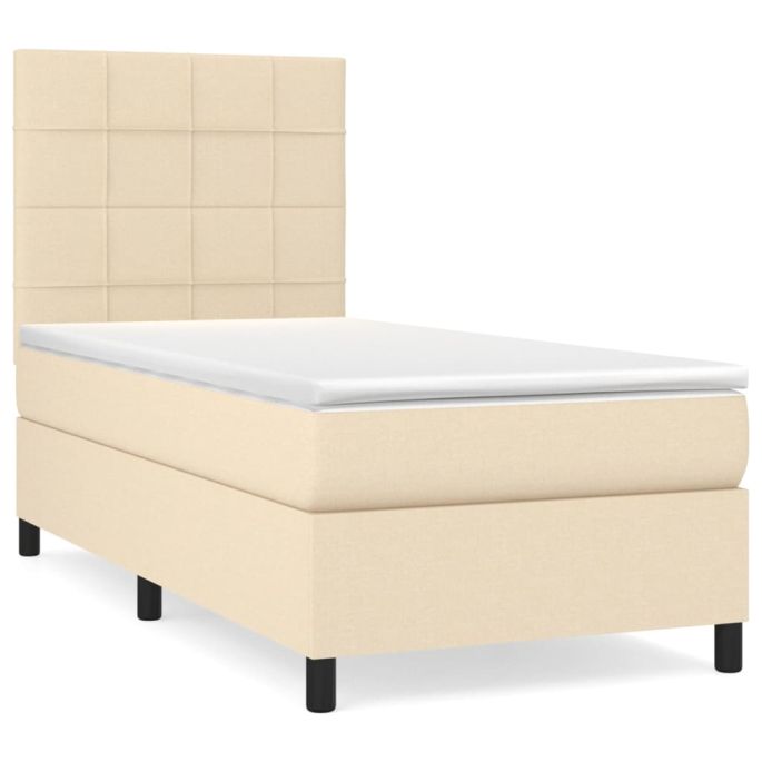 Boxspring met matras stof crèmekleurig 90x200 cm