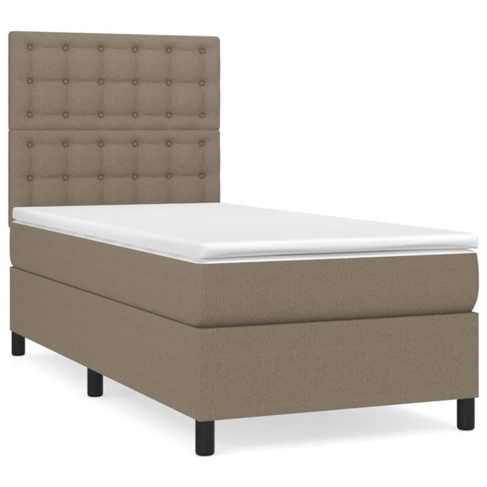Boxspring met matras stof taupe 90x200 cm