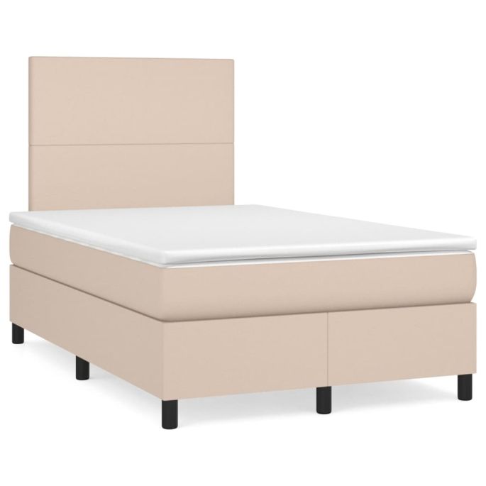 Boxspring met matras kunstleer cappuccinokleurig 120x200 cm