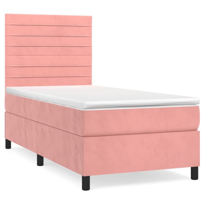 Boxspring met matras fluweel roze 100x200 cm