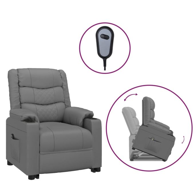 Sta-op-stoel kunstleer grijs