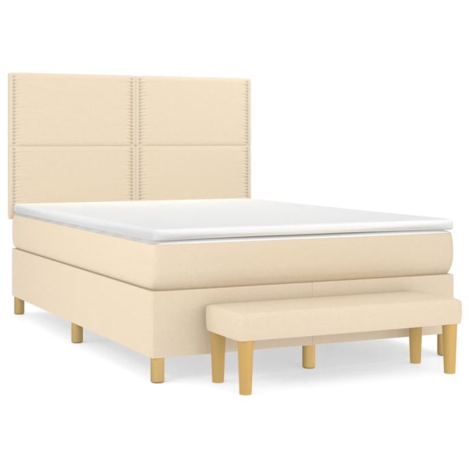 Boxspring met matras stof crèmekleurig 140x200 cm
