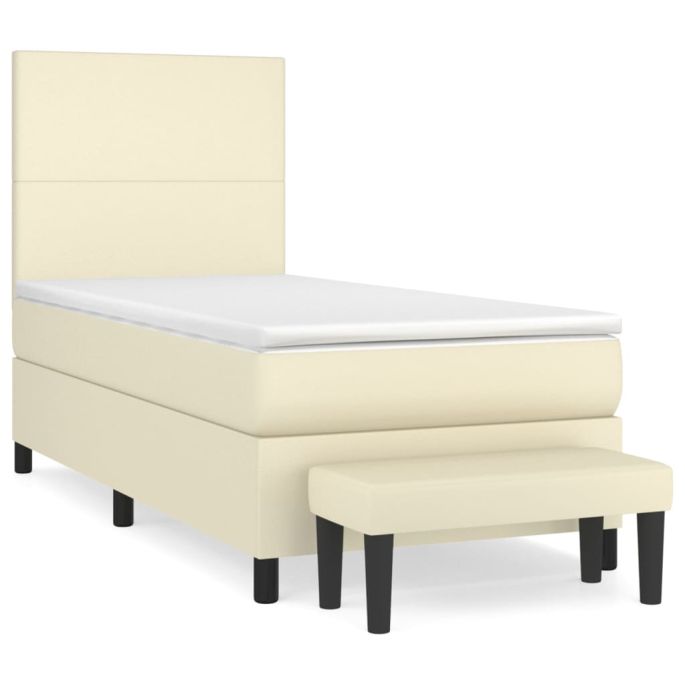 Boxspring met matras kunstleer crèmekleurig 80x200 cm