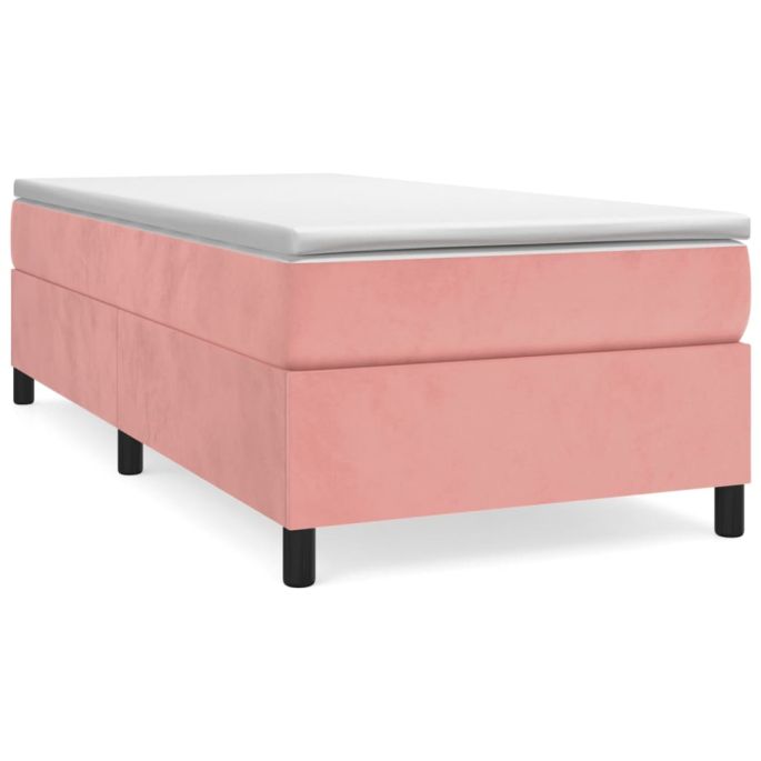 Boxspring met matras fluweel roze 100x200 cm