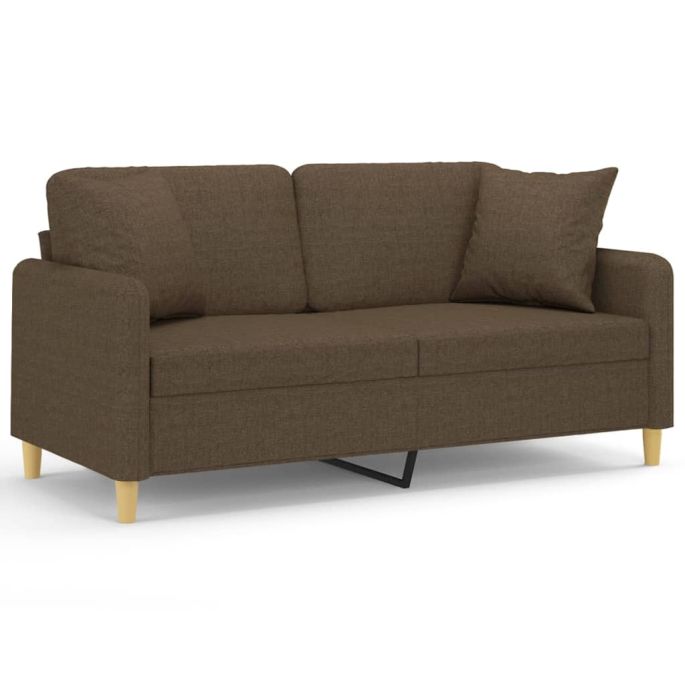 Tweezitsbank met kussens 140 cm stof bruin
