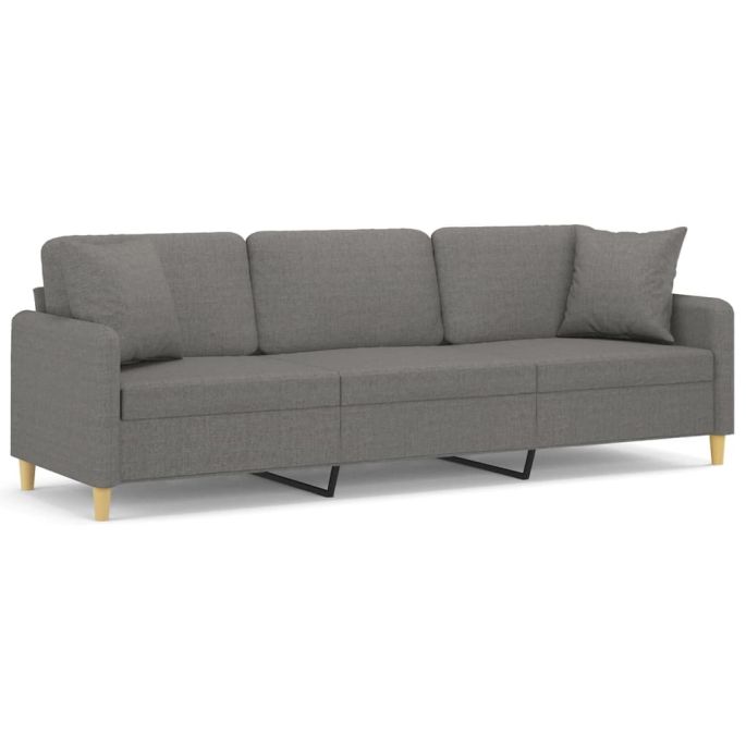 Driezitsbank met kussens 210 cm stof donkergrijs
