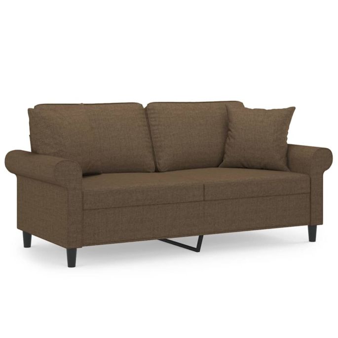 Tweezitsbank met kussens 140 cm stof bruin