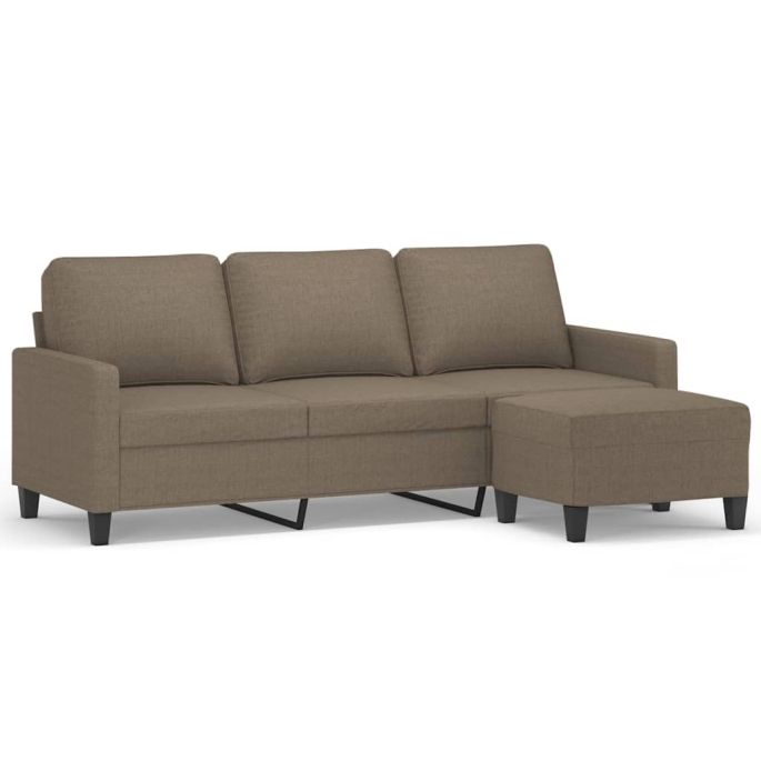 Driezitsbank met voetenbank 180 cm stof taupe