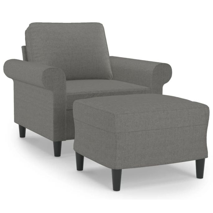 Fauteuil met voetenbank 60 cm stof donkergrijs