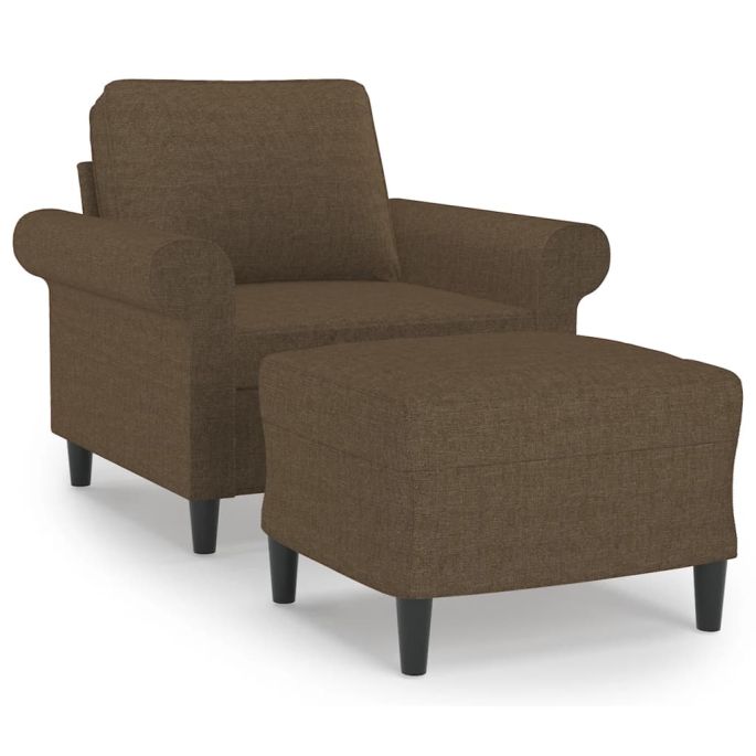 Fauteuil met voetenbank 60 cm stof bruin