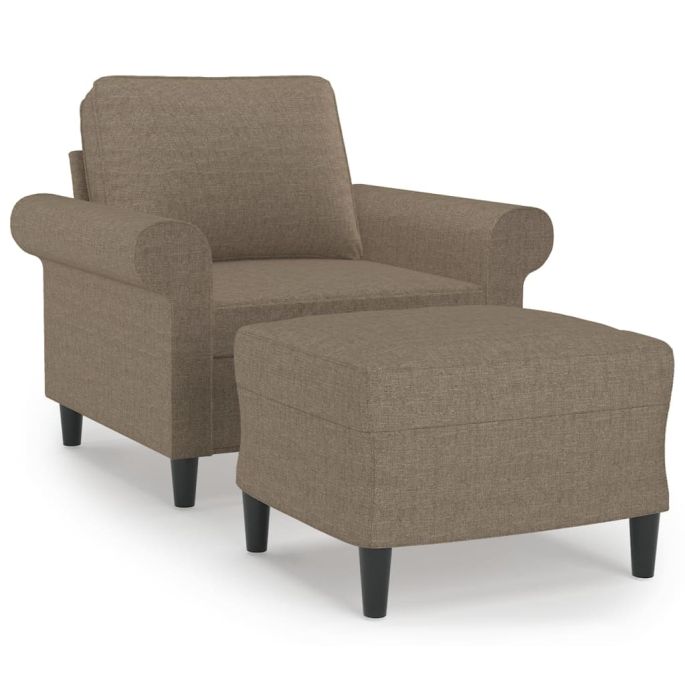 Fauteuil met voetenbank 60 cm stof taupe